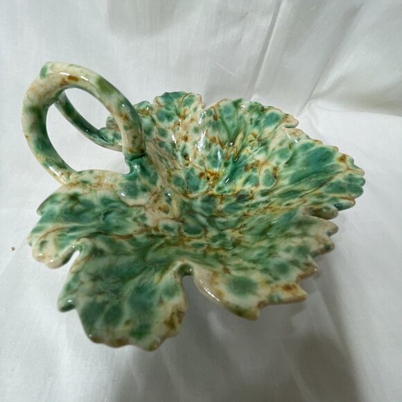 Hobbiest Ceramic Leaf Dish Mottled Glaze 1993 Vintage Retro Boho Candy Trinket - Picture 6 of 8